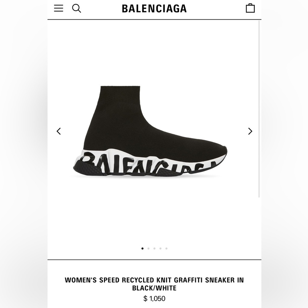 Balenciaga WOMEN'S SPEED RECYCLED KNIT GRAFFITI SNEAKER IN BLACK/WHITE size 6
